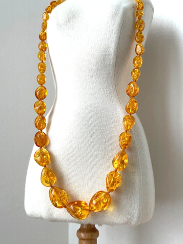 Collier Vintage Imitation Ambre à Gros Maillons - Style Rétro En Acrylique