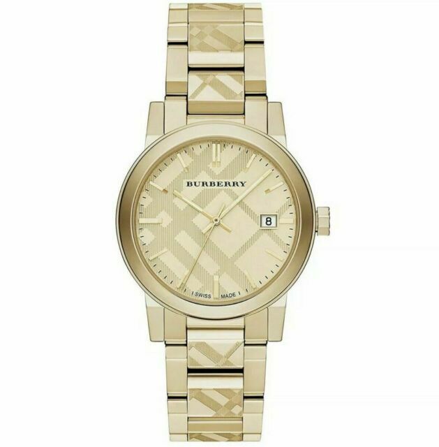 Burberry BU9038 Unisex Swiss Gold Ion-Plated 38mm Stainless Burberry BU9038 Unisex Swiss Gold Ion-Plated 38mm Stainless