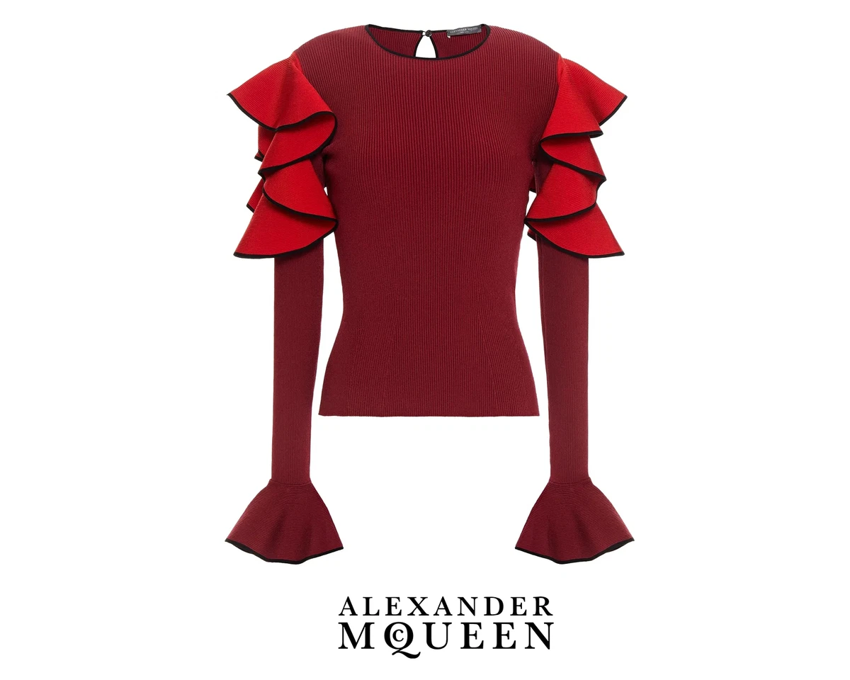 Alexander McQueen one-shoulder ruffle-hem dress - Red