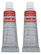 M00199x2 MOREZMORE Fresh Amaco Rub 'n Buff SILVER LEAF 2 PackWax Metallic Finish