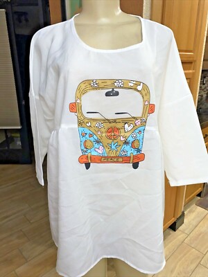 Vintage  LOVE PEACE SHEER TUNIC   BLOUSE LARGE y8x