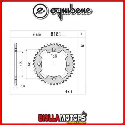 368181038 ANTRIEBSKRANZ 38 SCHRITT 520 YAMAHA ATV YFZ 450 (R-Y) (X-Z) (R-D S