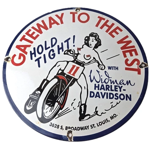 Vintage Harley Davidson Motorcycles Sign - 11 3/4" Gas Pump Porcelain Sign