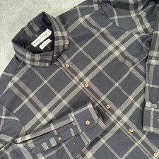 Mizzen Main Mens XL Trim Fit Performance Plaid Button Down Shirt Grey FL-3002