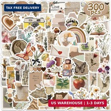 300 Pcs Vintage Aesthetic Stickers,Waterproof Vinyl Scrapbook Supplies