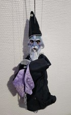 Marionnette Ancienne à Fils Sorcier Magicien Wizard 64 cm Bois Céramique Vintage