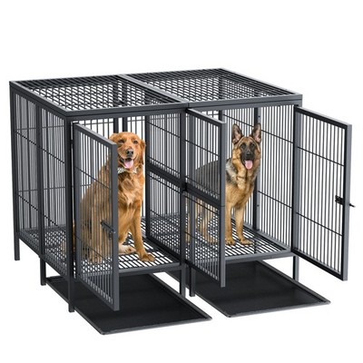 Heavy Duty Dog Crate Double Dogs Anti Anxiety Space Escape