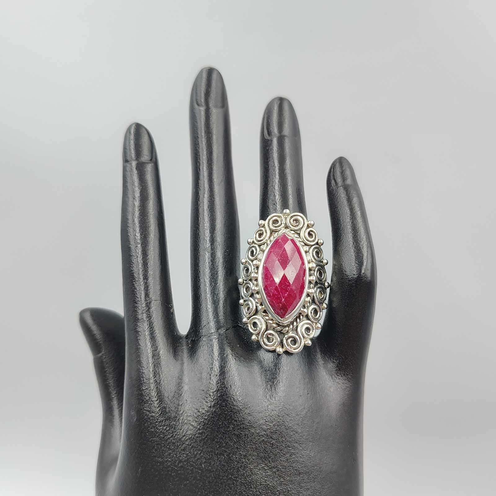 Sterling Silver 925 Raw Ruby Statement Long Cockt… - image 12