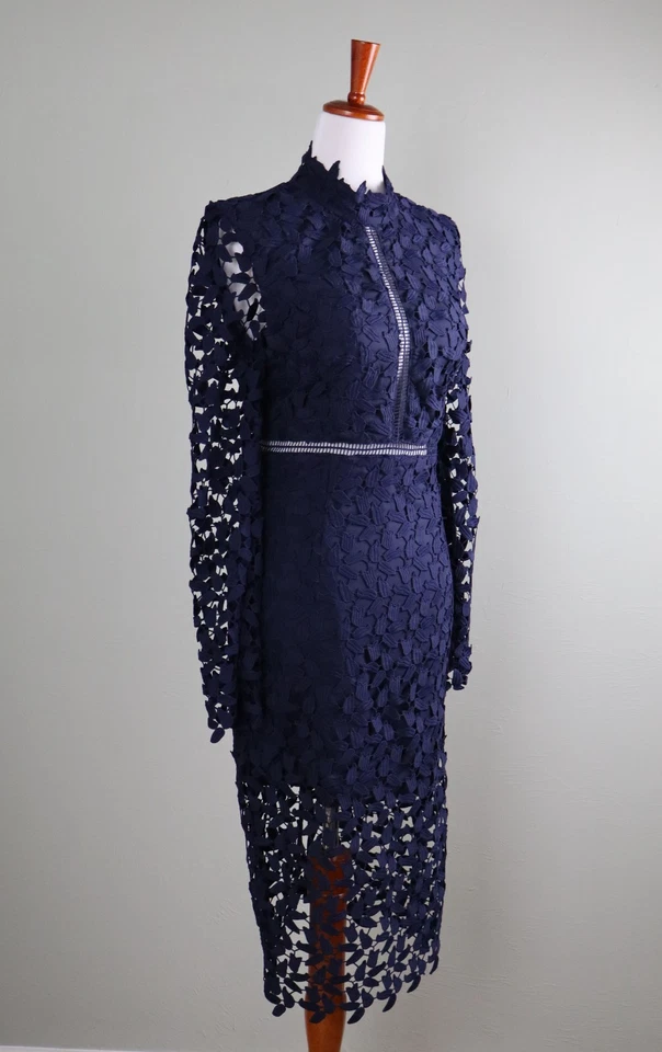 BARDOT $139 Navy Alberta Embroidered Lace Lined Dress Size US 6 / Small - Image 3 of 4