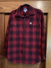 Carhartt Hubbard Red Plaid Flannel Button Down Shirt. Size M 