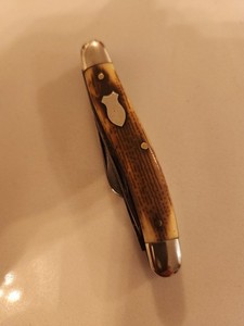 Vintage Schrade Walden USA Delrin/Bone Stockman 3 Blade Knife