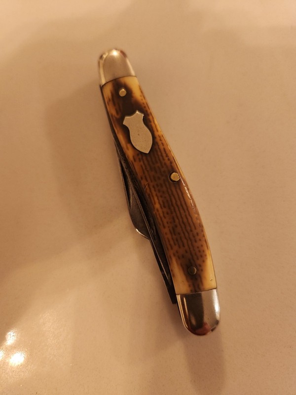 Vintage Schrade Walden USA Delrin/Bone Stockman 3 Blade Knife