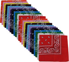 Bandanas 24Pcs 22 X 22 Inch 100 Cotton Bandana Novelty Double Sided Print Paisl