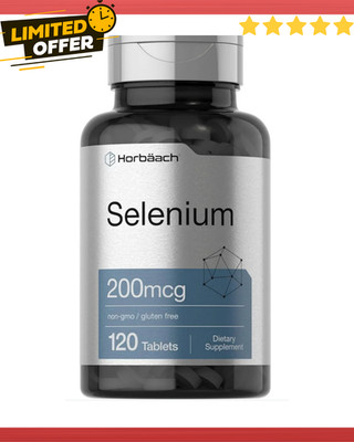 Selenium 200mcg Supplement 120 Tablets | Vegetarian, Non-GMO and Gluten Free