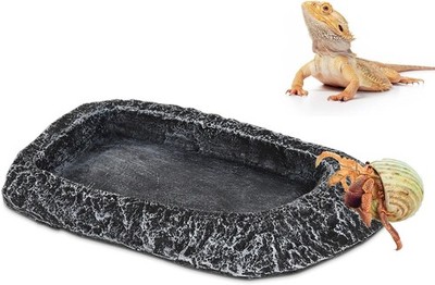 Reptile Water Dish for Bearded Dragon Tank Accessories, Hygger Zoo Hermit Crab F
