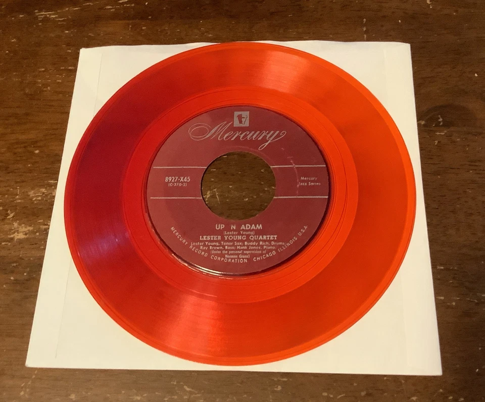 Lester Young Quartet 45 Polka Dots And Moonbeams,Up 'N Adam 1952 Red Vinyl Foto 2 de 2