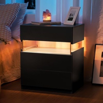Bedroom End Table with Acrylic Board LED Bedside Tables for Bedroom Living