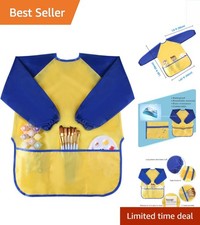 BPA-Free Waterproof Kids Art Smock - Non-Toxic Yellow Apron for Little Artists