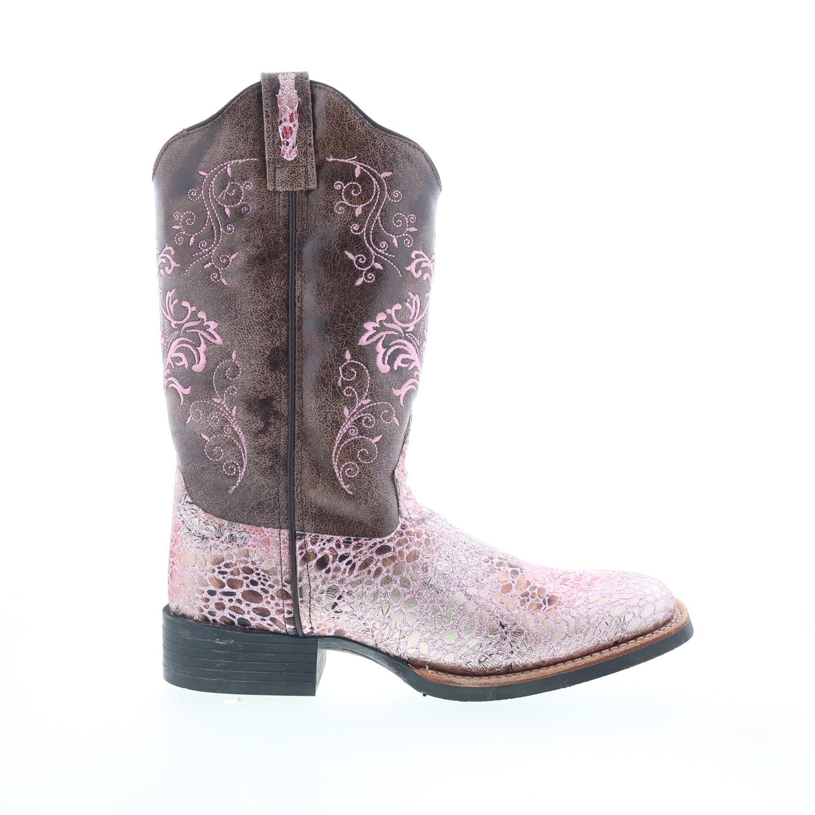 Женские розовые кожаные ботинки в западном стиле без застежки Jama Old West с квадратным носком 18123 10090₽