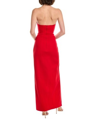 strapless open back dress Simple red satin long prom dress red evening dress  shdress