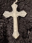 16 Inch Religious White Plastic Beaded Rosary Necklace Cross Pendant — photo 3
