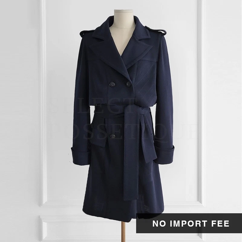 CHANELトレンチオーバーコートネイビー40 Chanel // Nylon Trench Coat – VSP Consignment