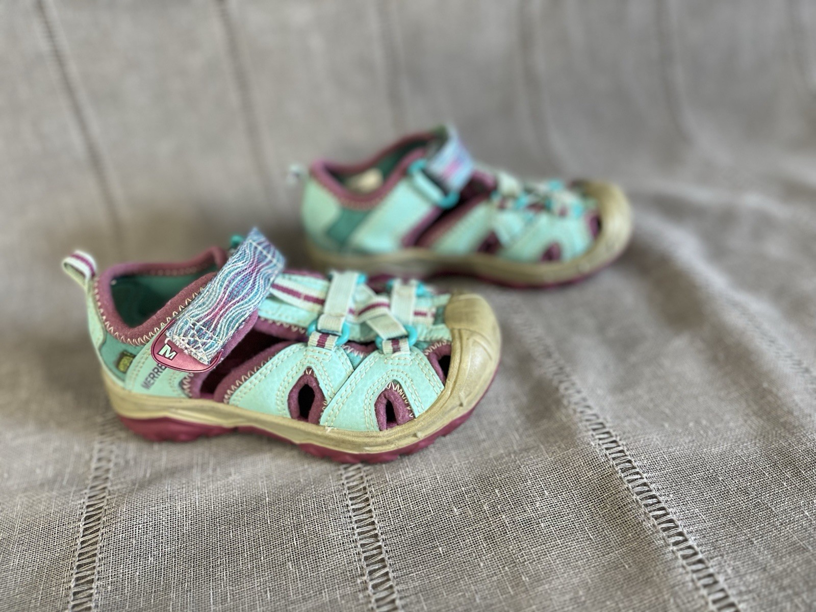 Sandali Merrell Hydro H20 escursionista taglia 9M impermeabili grigio viola acqua ragazze ottime condizioni