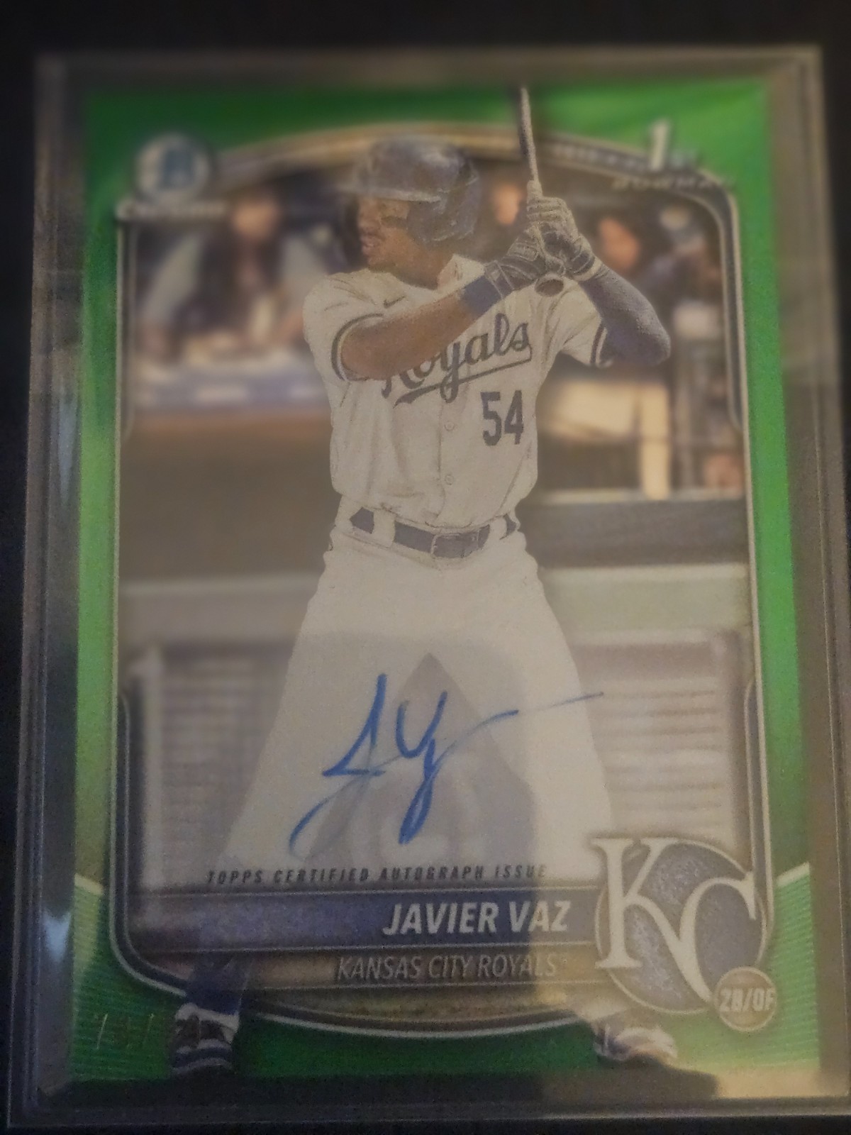 2025 Bowman - Chrome Prospect Autographs Javier Vaz #CPA-JVA Green Refractor /99