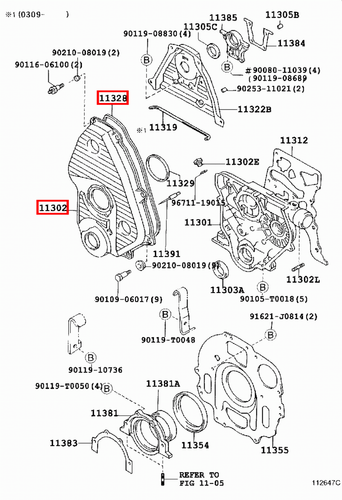 Genuine Hiace LH212 LH202 LH200 LH184 LH174 LH172 5L Timing Belt Cover w Gasket - Picture 14 of 20