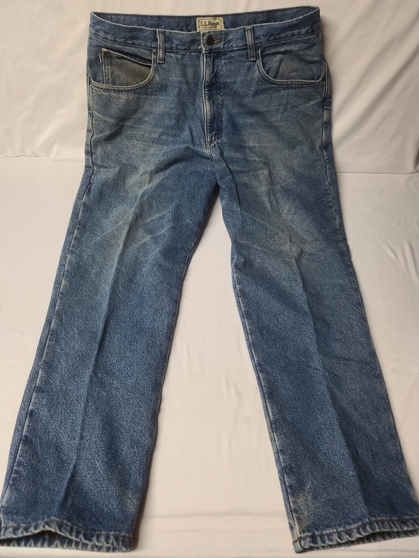 L.L. Bean flannel lined cotton denim blue jeans mens 5 pocket winter 39 waist