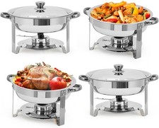 4x Chafing Dishes for Buffet,5 QT Round Buffet Servers and Food Warmer with Lid