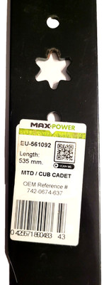 MaxPower EU-561092 Rasenmähermesser passend für MTD/CUB Cadet 742-0674-637