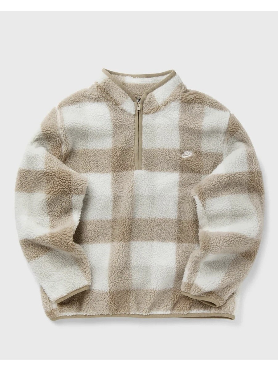 Nike Club Fleece Winterized Half-Zip Pullover Mens Small Brown