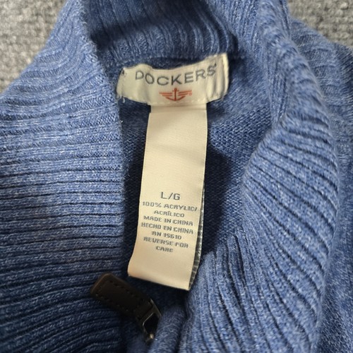 Dockers 1/4 Zip Sweatshirt Mens Large Blue Knit Pullover Long Sleeve Acrylic - Picture 4 of 15
