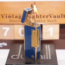 With D Mark Dunhill Vintage Lighter Gold/Blue _Ultrasonically Cleaned_Working