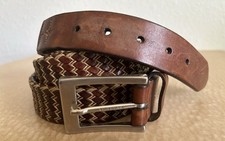 Martin Dingman Leather Braided Woven 1  Owen Belt Size 38 Brown Tan Weave Italy