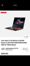 Acer Nitro V 16" WUXGA Gaming Laptop NVIDIA RTX5050 16GB 512GB SSD ANV16-72-541D