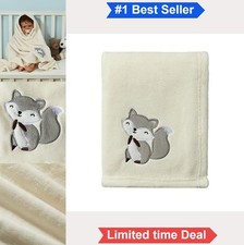 Fleece Receiving Blanket 30x40 Ivory Fox Plush Cozy Soft Baby Infant Toddler