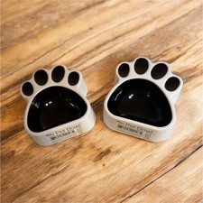 Paw Shaped Standard pet Bowls Set of 2 Plastic Black and White Pet Feeding Bowls