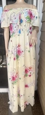 Davi & Dani Womens Floral Print Off Shoulder Maxi Dress