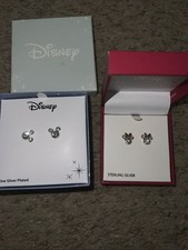 Disney Sterling Silver  Silver Plate Minnie Earrings 2 Pairs