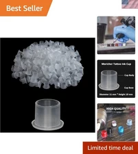 Durable 100pcs Tattoo Caps with Base - Clear Plastic Cups (11mm x 10mm)