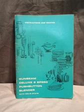 Vtg 60s  Sunbeam Deluxe 8 Blender Recipe Cookbook Paperback Book 1968 Chef Cook
