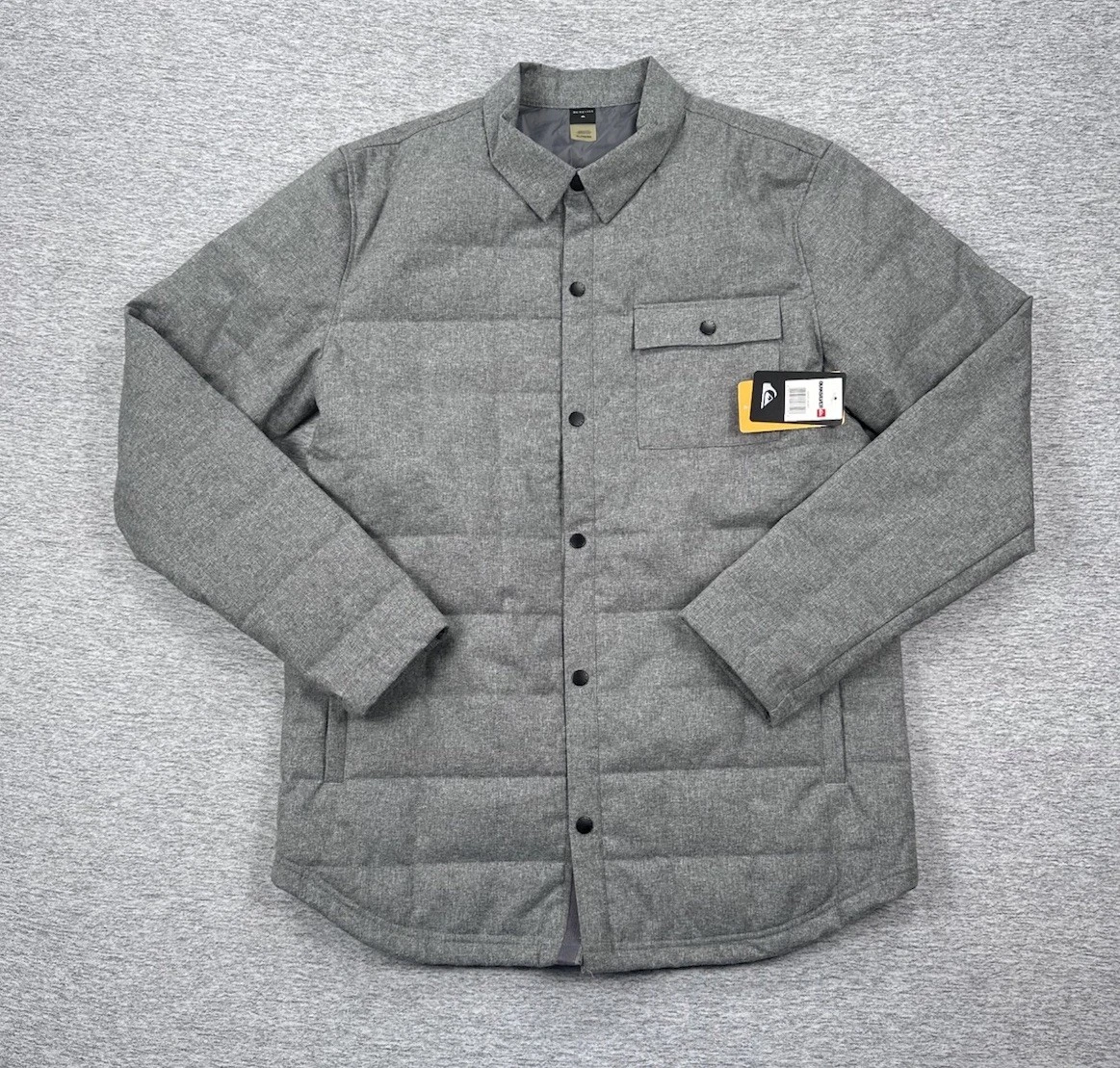 Quiksilver Agent Jacket Mens Size XL Gray Snap Front Insulated Outdoor NEW