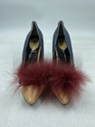 Fendi Navy Leather Pom Pom Bag Bugs Eye Pointed Toe Pumps Shoes Size 38 — photo 2
