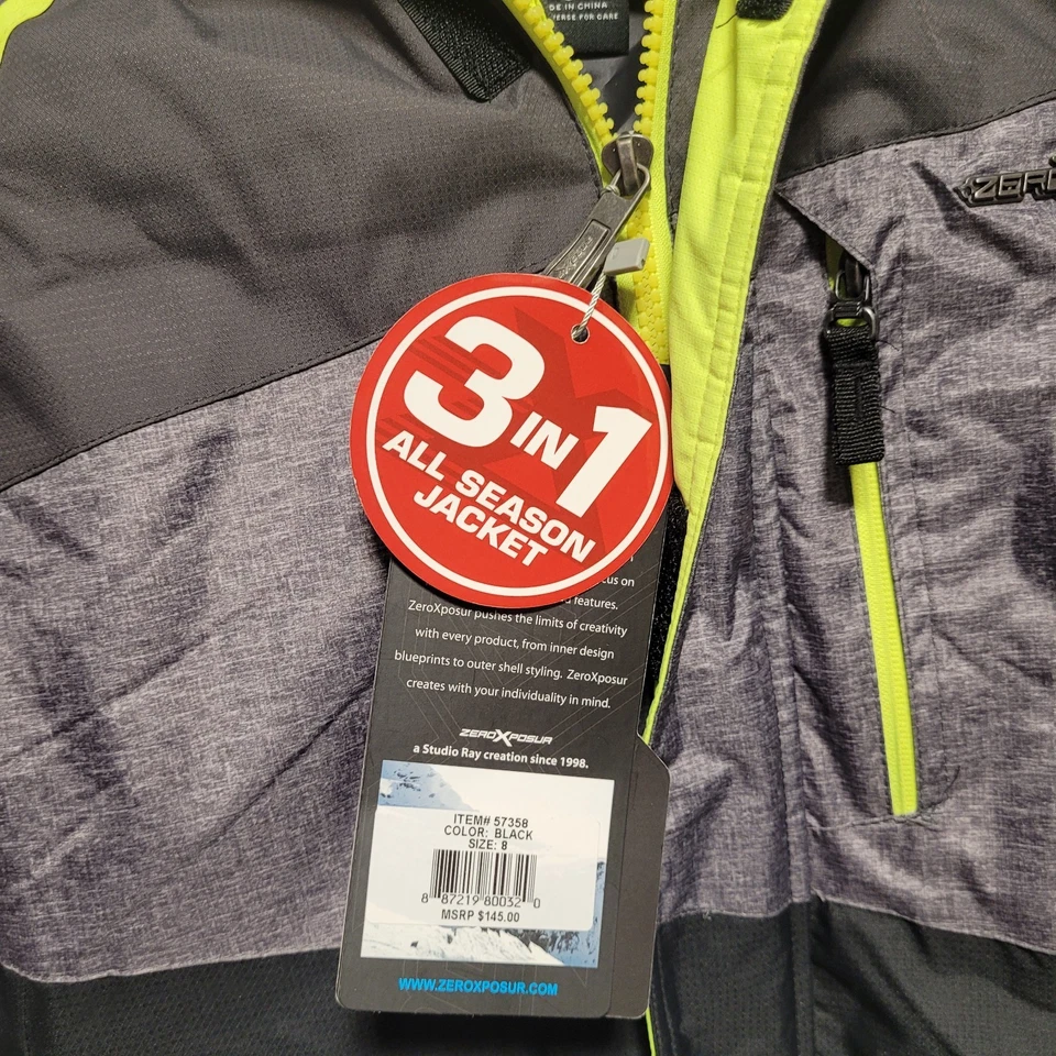 Chaqueta 3 en 1 para todas las estaciones Zero Xposur para niños talla 8 nueva con etiquetas venta al por menor $145 Foto 3 de 4