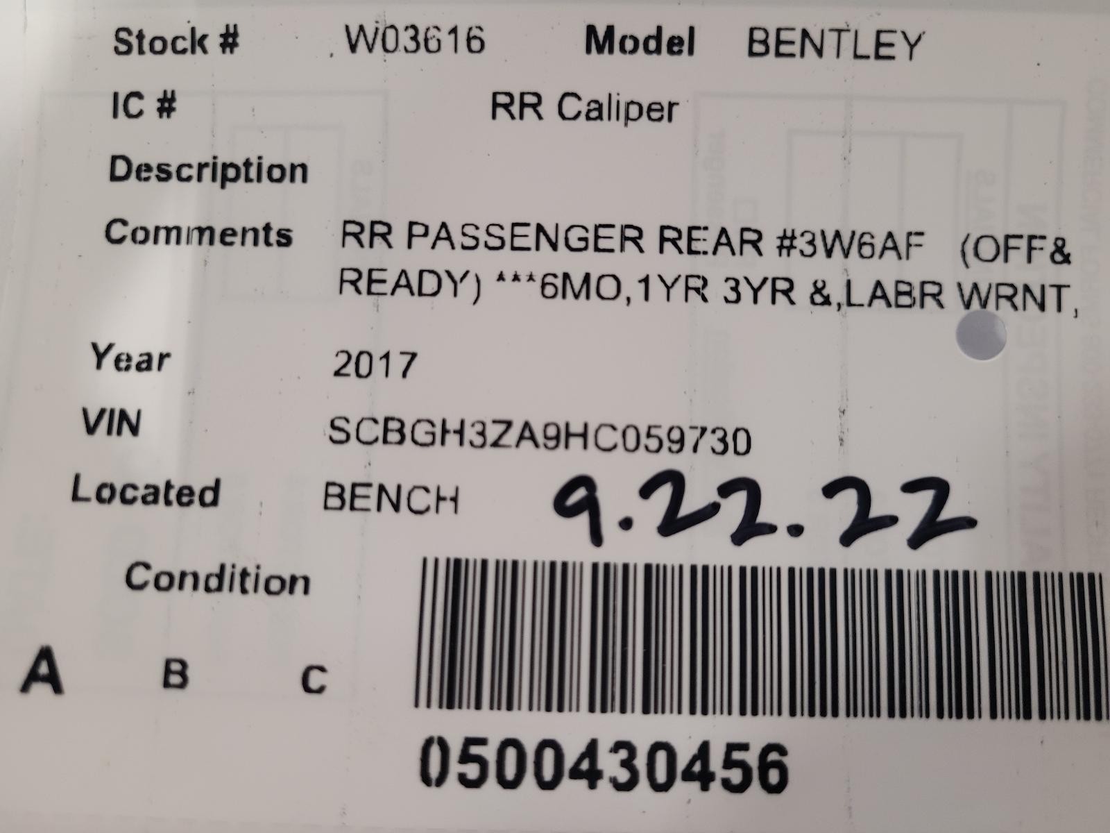 Bentley Continental GT 2017 Caliper with pads
