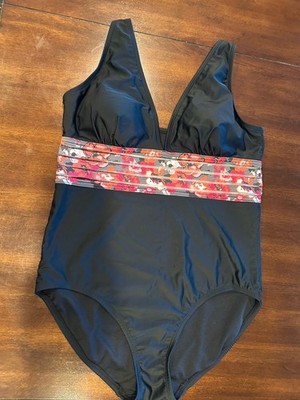 Time And True One Piece Swimsuit Woman s L (12-14), See Through Band, Lt. Pads