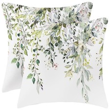 Velvet Floral Spring Pillow Covers 18 x 18 Inch 18" x Pack of 2 , Green