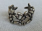 925 Sterling Silver Floral Design Open Back Ring Size 5.5 Vintage